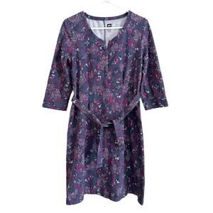 REI Purple Floral Print Belted Dress